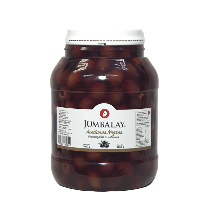 Aceitunas Negras Descarozadas N° 1 - Bidón 3 Kg (1,8 Kg Esc)