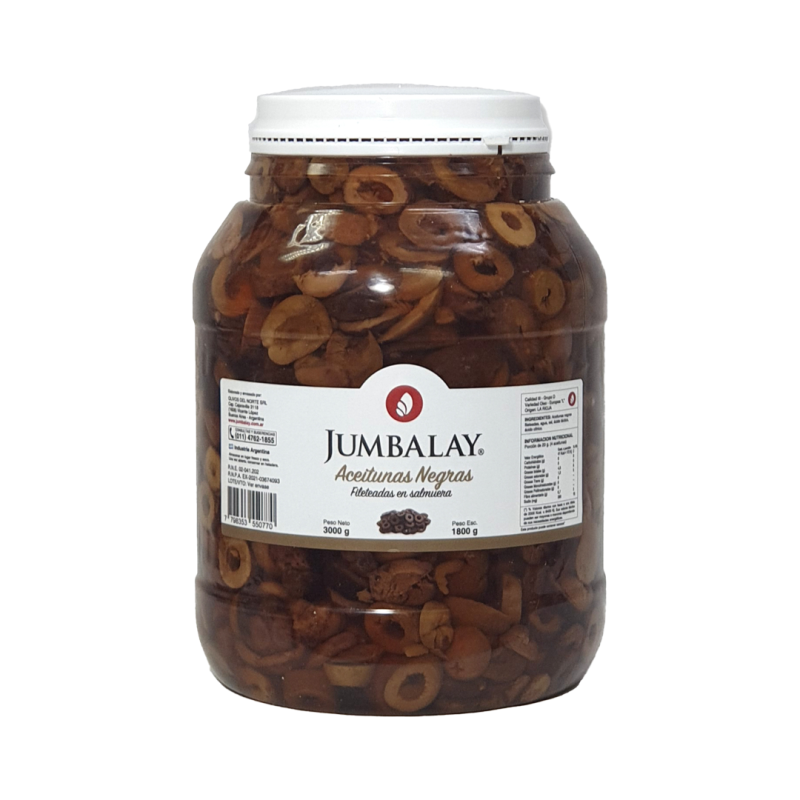 Aceitunas Negras Fileteadas - Bidón 3 Kg (1,8 Kg Esc)