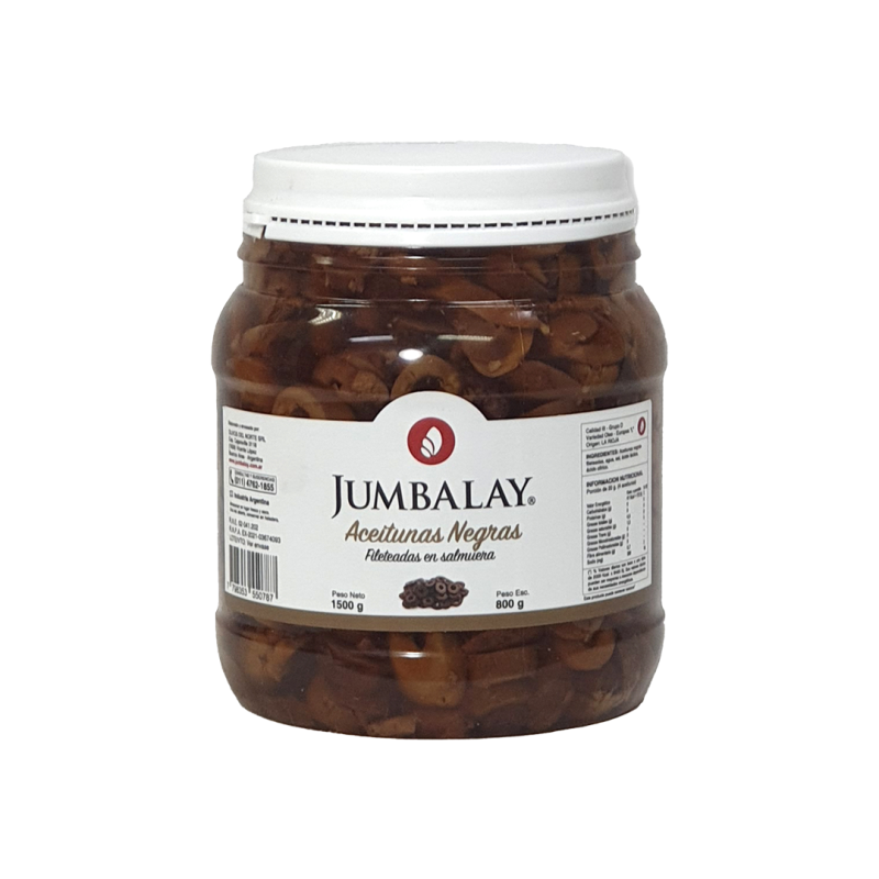 Aceitunas Negras Fileteadas - Bidón 1,5 Kg (0,8 Kg Esc)