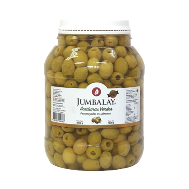 Aceitunas Verdes Descarozadas N° 1 - Bidón 3 Kg (1,8 Kg Esc)