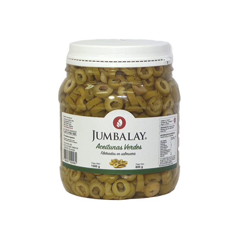 Aceitunas Verdes Fileteadas - Bidón 1,5 Kg (0,8 Kg Esc)