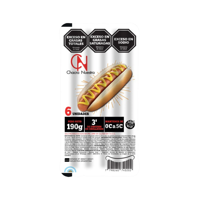 Salchichas Largas Gastronomicas - Chacra Nuestra (( Pack X 18 Unidades ))
