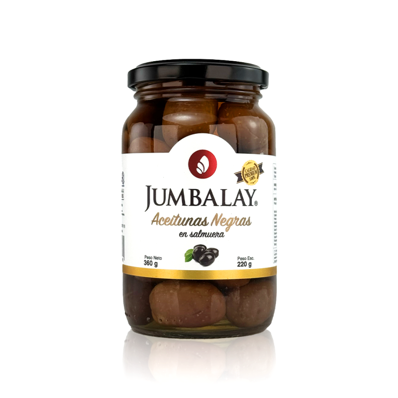 Aceitunas Negras Con Carozo - Premium Jumbalay - Frasco X 360 G