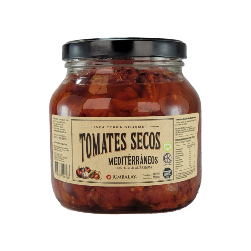 Tomates Secos Mediterraneos (Ajo Y Albahaca) - Jumbalay - Frasco X 1,5 Kg.