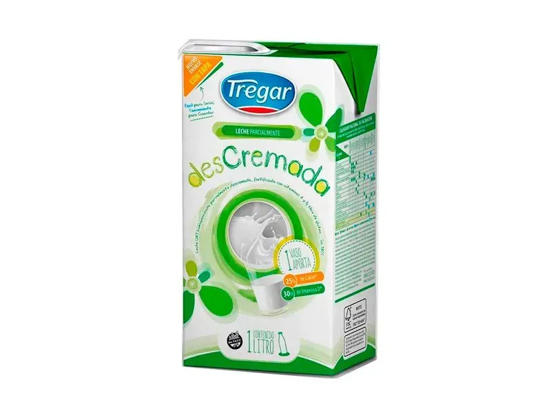 Leche L.v. Descremada X 1 Lt - Tregar (Caja X 12 Unid)