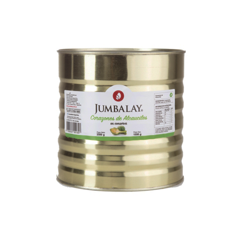 Corazon De Alcauciles Al Natural - Jumbalay - Lata 2,5 Kg.