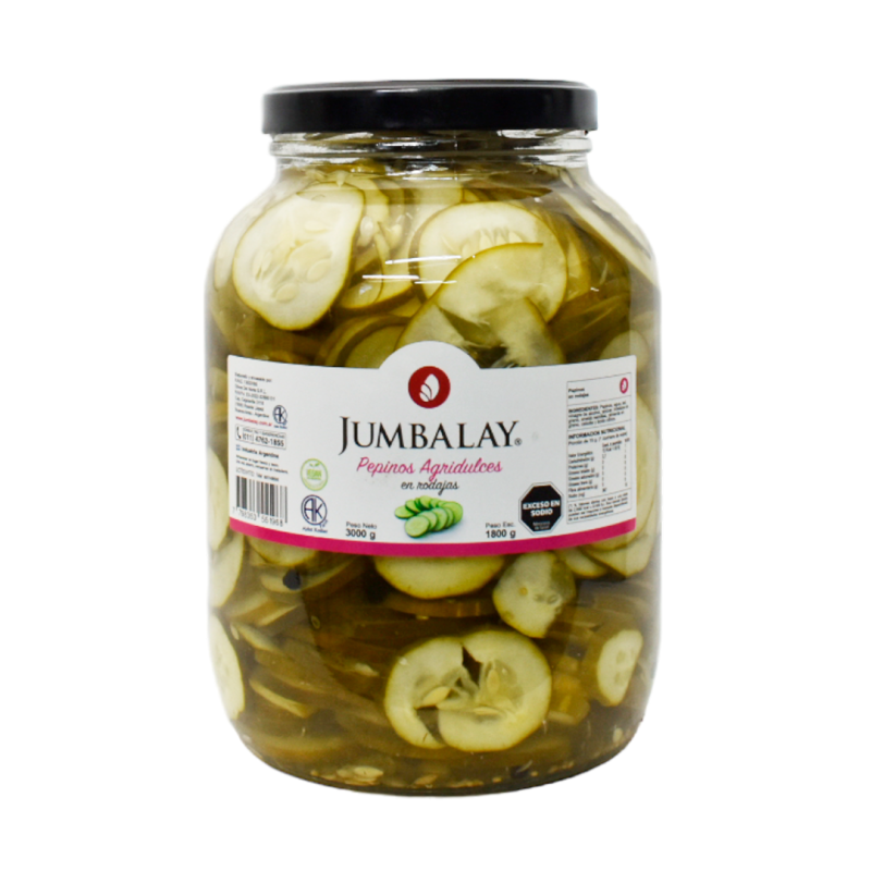 Pepinos Agridulces En Rodajas - Jumbalay - Frasco 3,0 Kg.