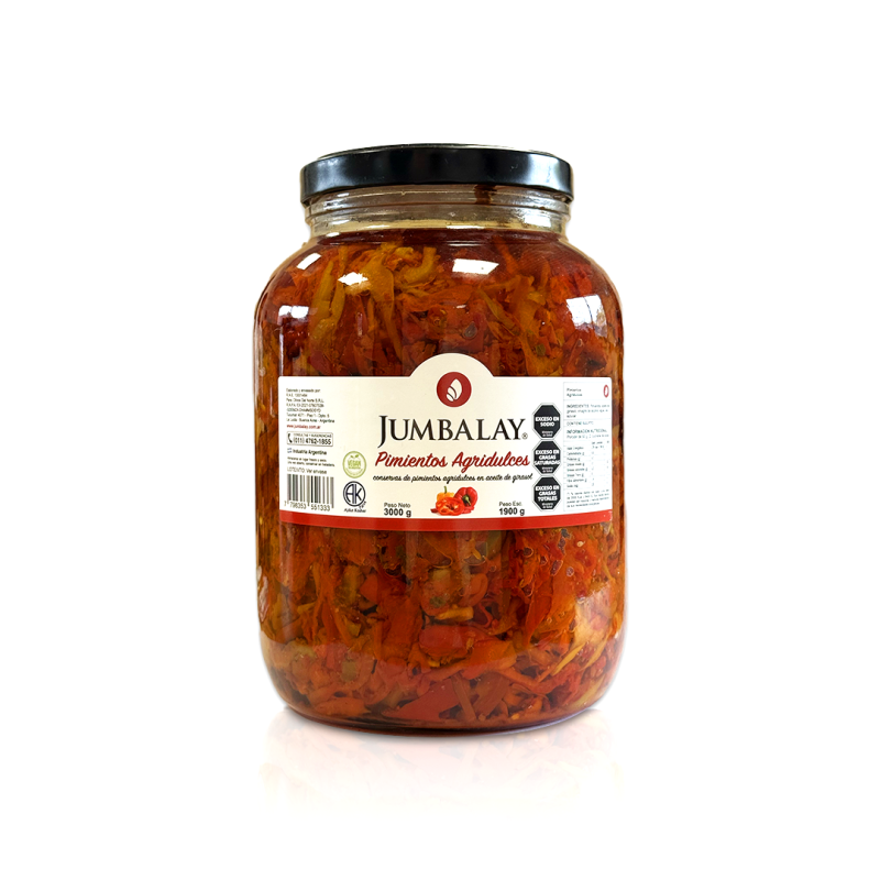 Pimientos Morrones Agridulces - Jumbalay - Frasco  3,0 Kg.