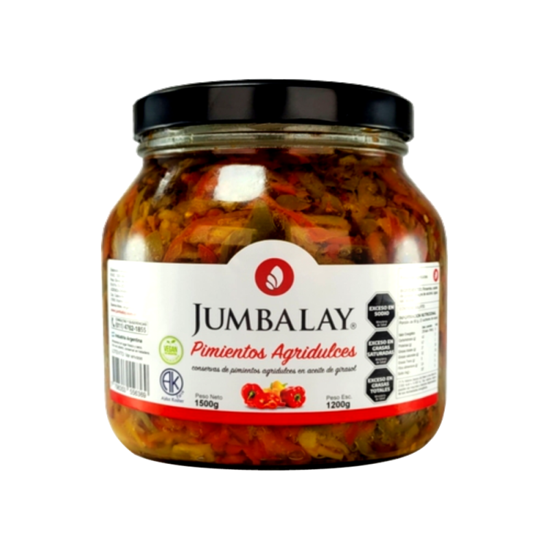 Pimientos Morrones Agridulces - Jumbalay - Frasco  1,5 Kg.