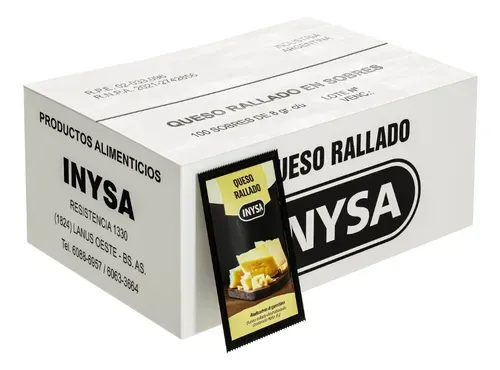 Queso Rallado X 8 Gr - Inysa (Display X 100 Sobres)