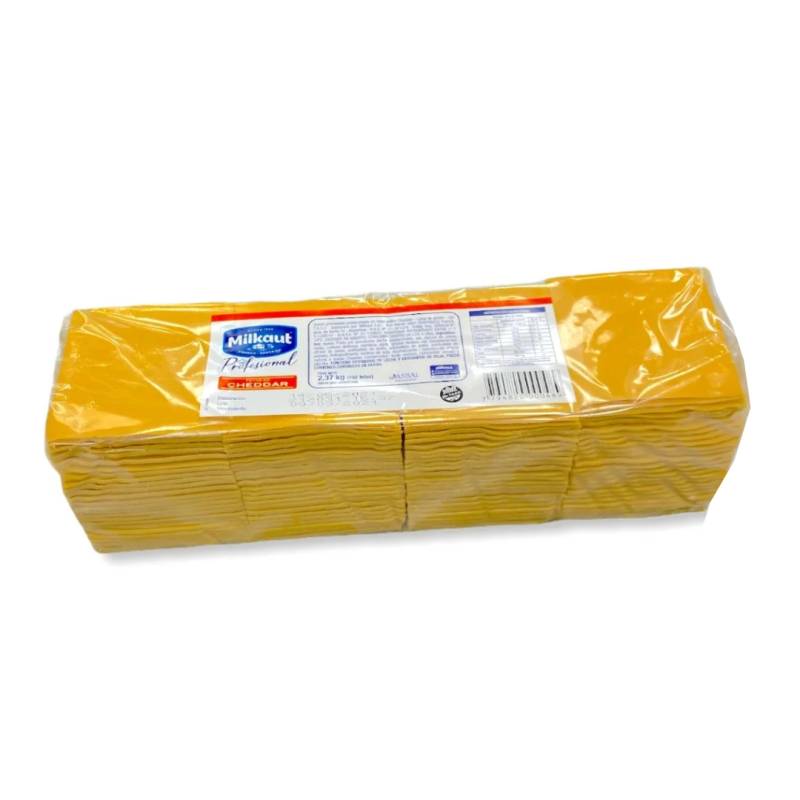 Queso Cheddar Barra De 192 Fetas X 2,37 Kg - Milkaut - Precio X Unidad