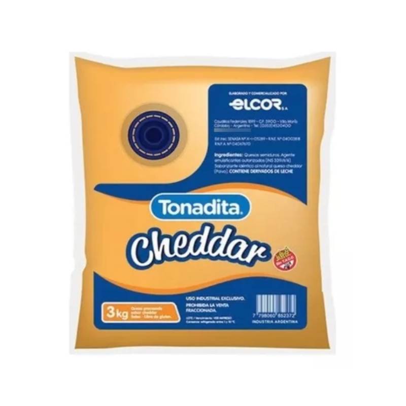 Queso Cheddar Pouch 3 Kg X - Tonadita - Precio X Unidad